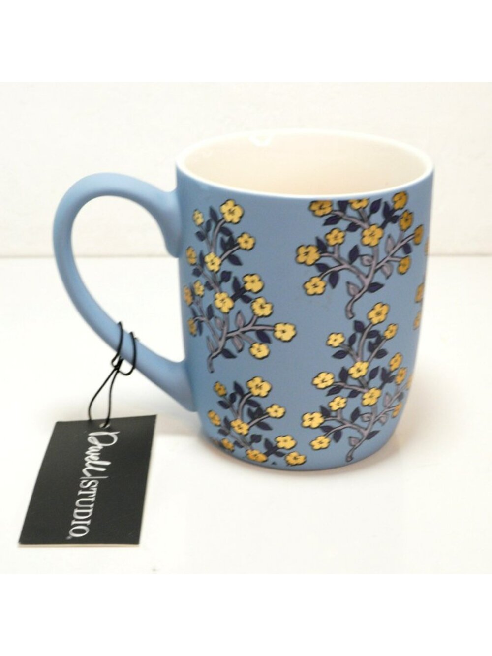 Dwell Studio Floral Ceramic Mug Blue With Yellow Flowers